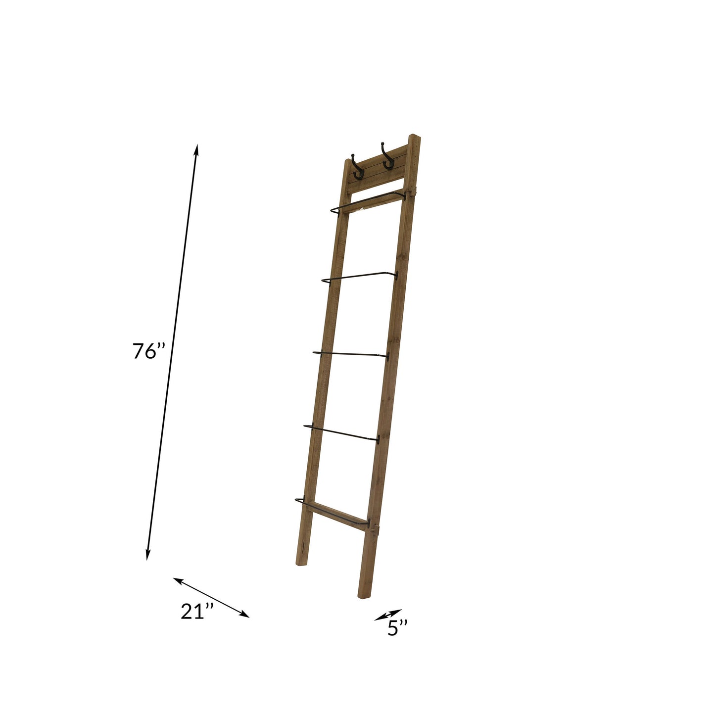 Wood / Metal 76" Ladder, Brown