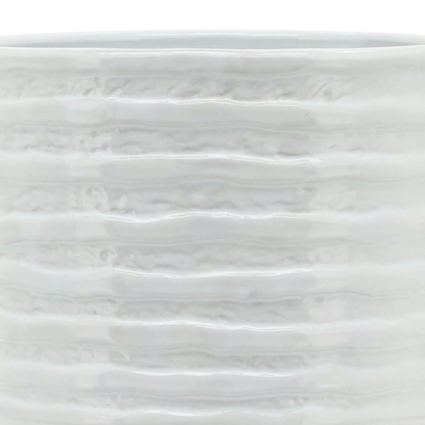 Ceramic 8" Planter On Stand, White Stripe