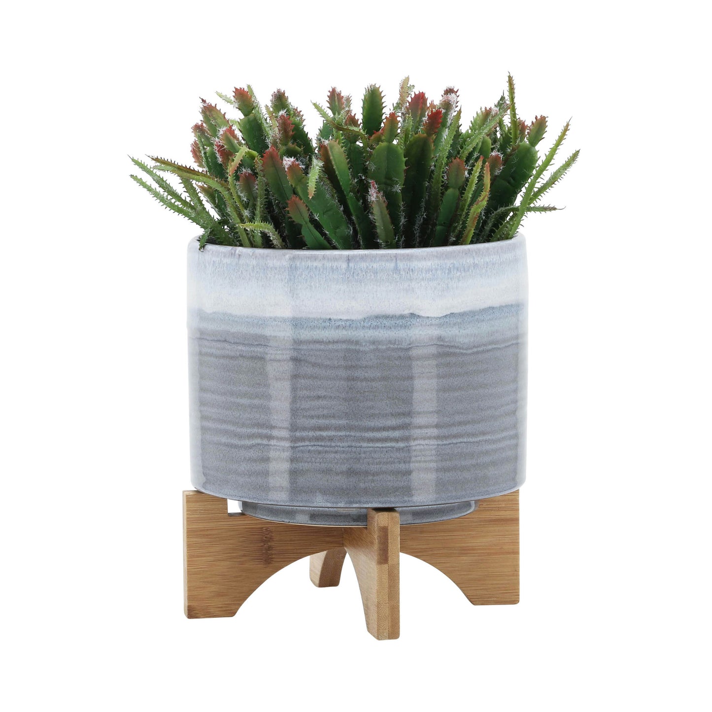 Ceramic 8" Planter On Stand, Blue Fade