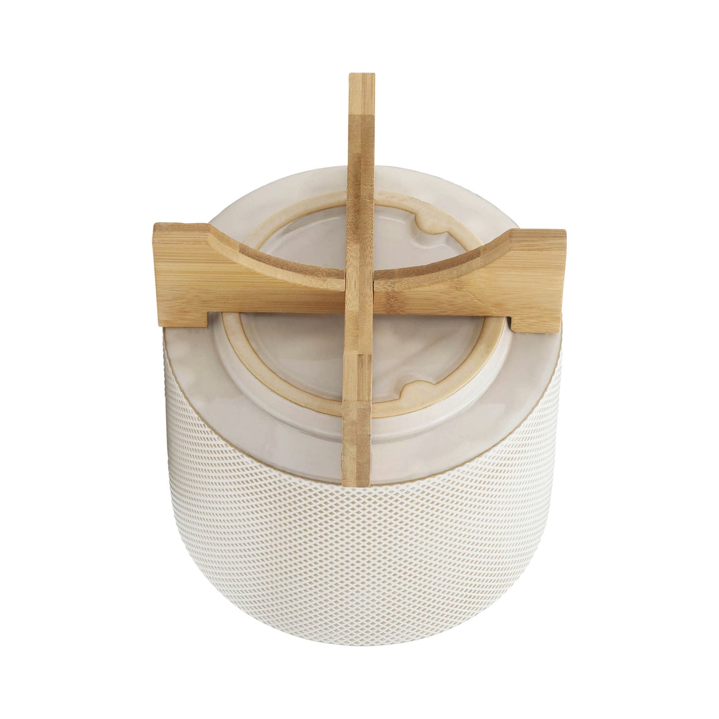 Ceramic 8" Planter On Stand, White/tan Dot
