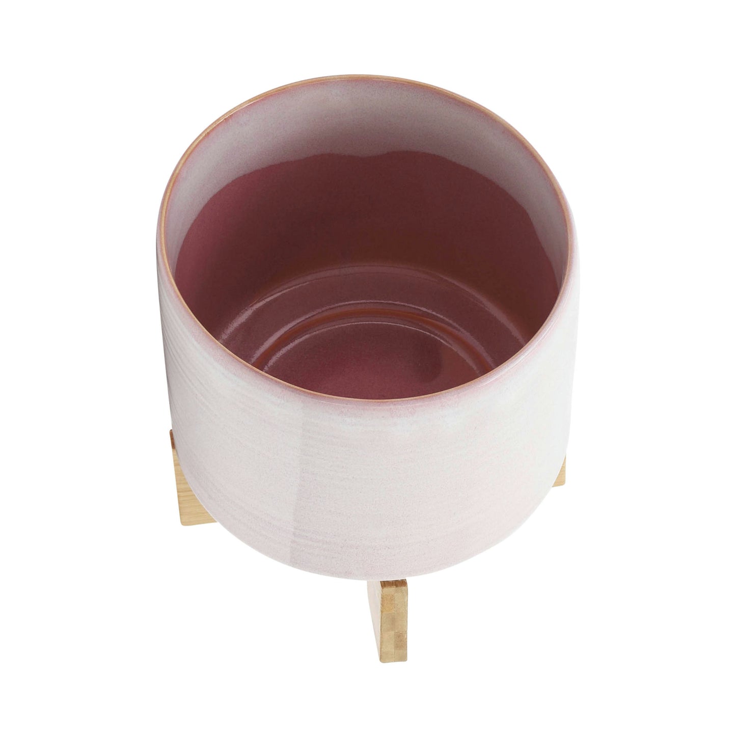 Ceramic 8" Planter On Stand, Cream Stripe