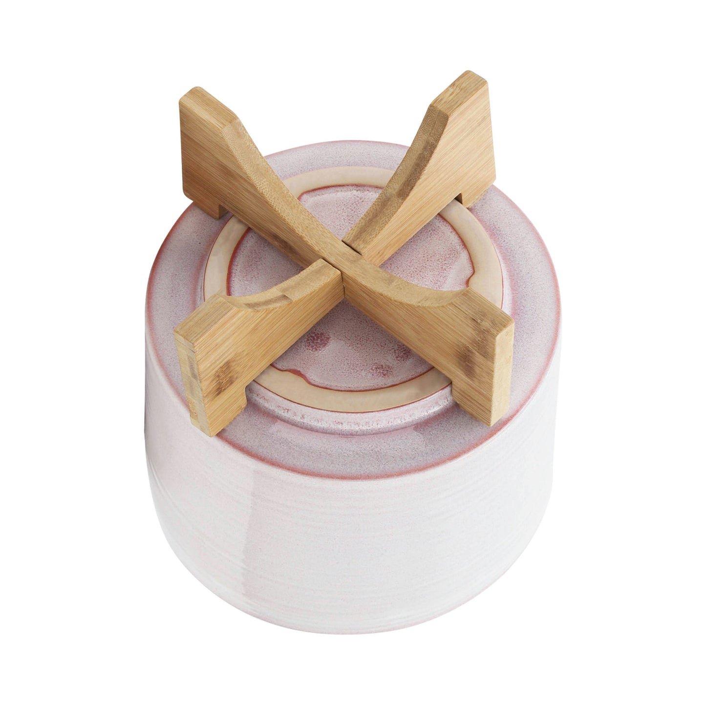 Ceramic 8" Planter On Stand, Cream Stripe