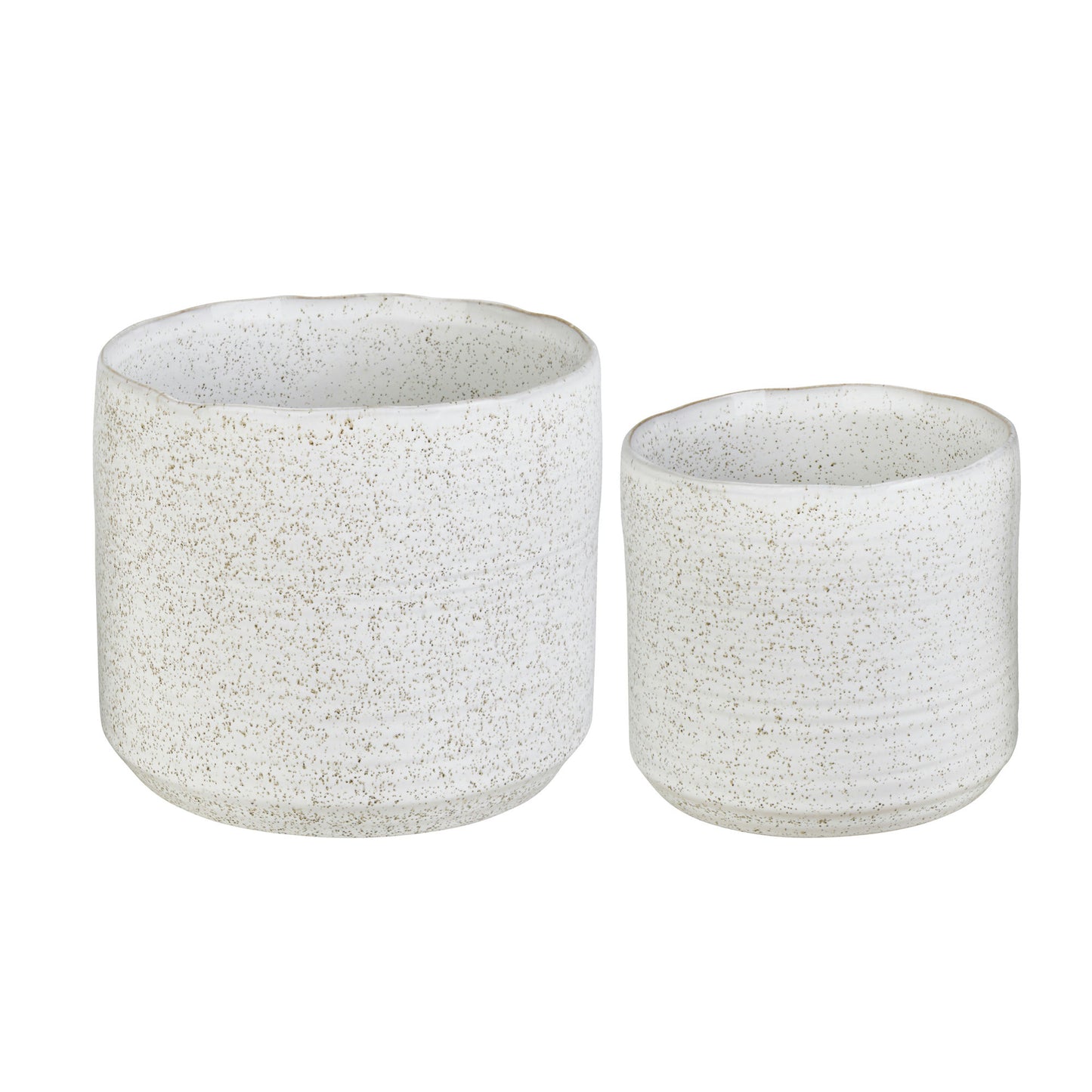 S/2 Ceramic 7/5" Planters, White Speckle