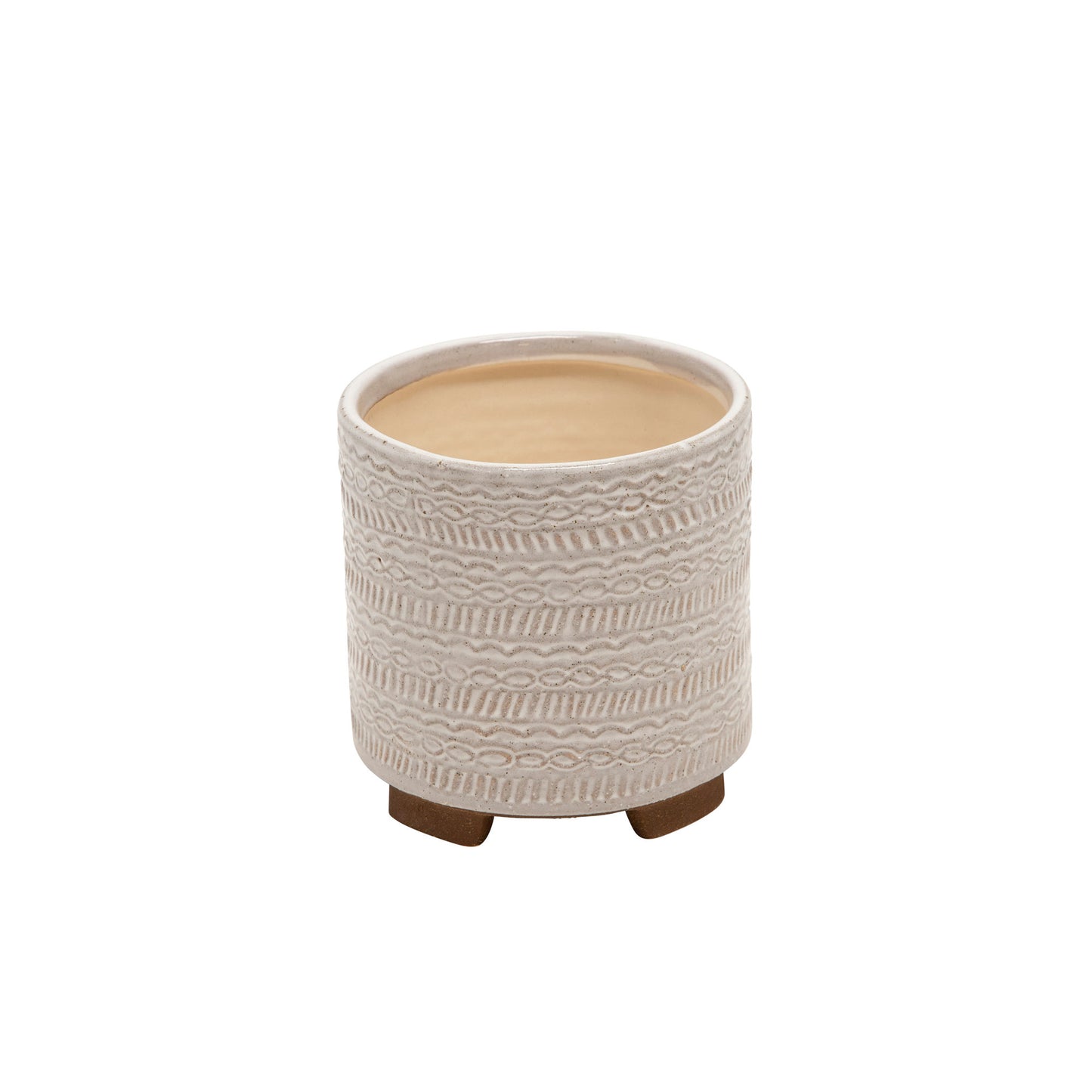 S/2 Ceramic Tribal Look 6/8" Planters, Ivory