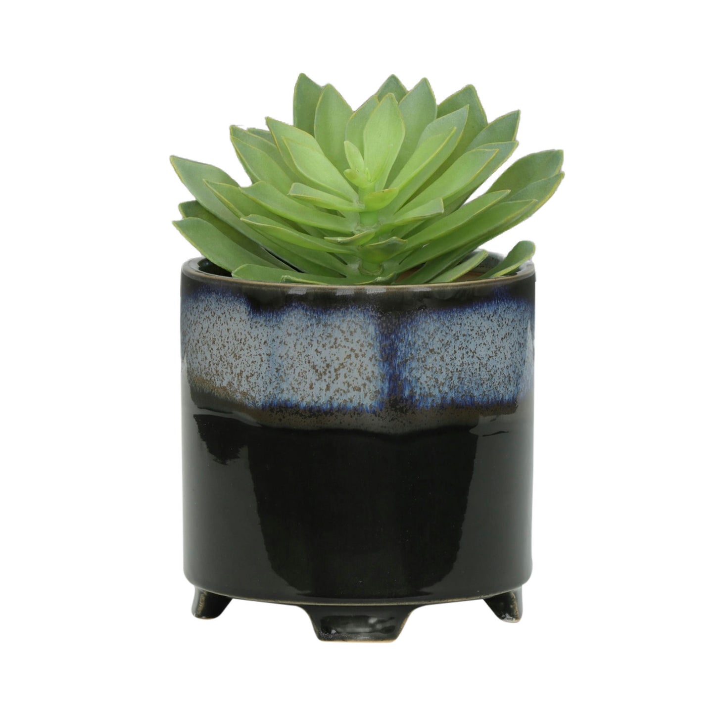 S/2 Ceramic 6/8" Footed Planter, Blue