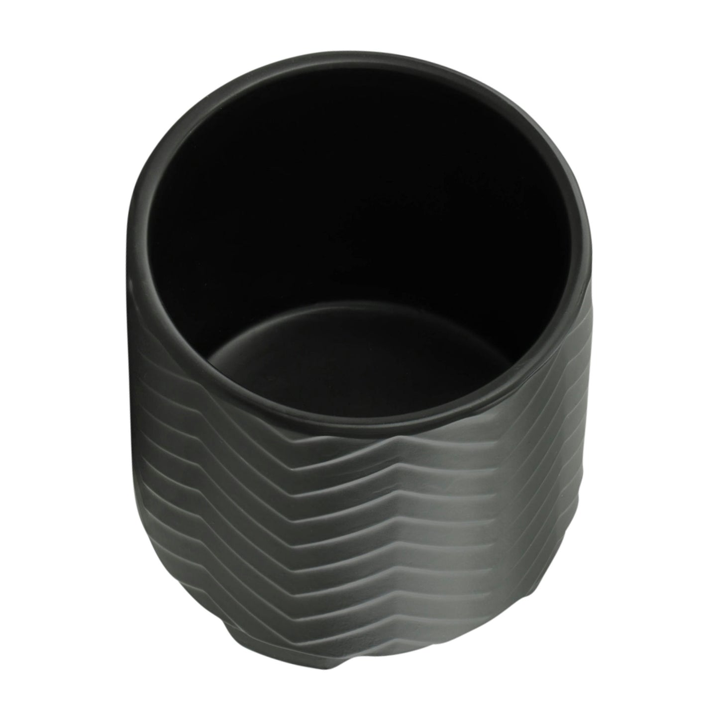 S/2 Ceramic 6/8" Chevron Footed Planter, Black