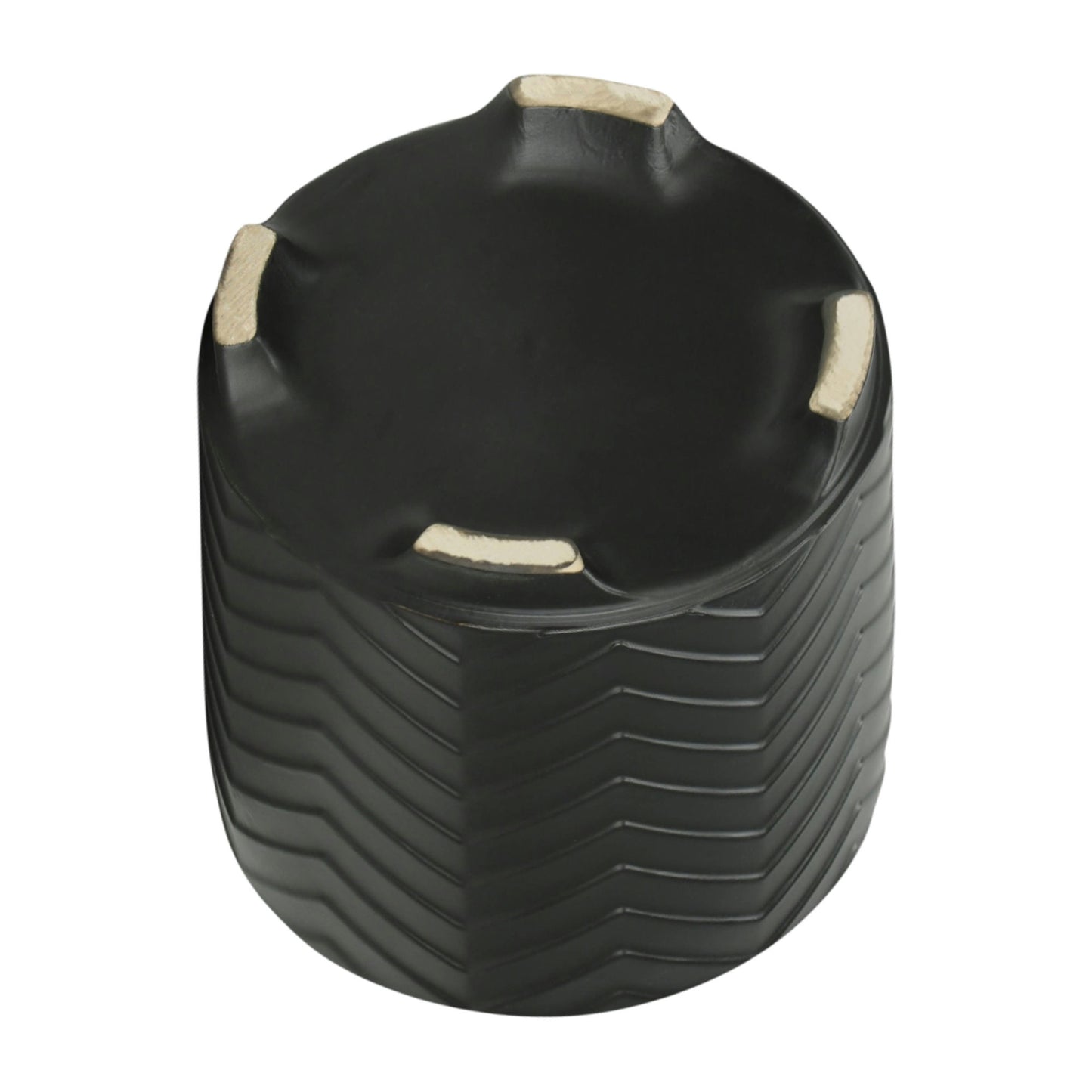 S/2 Ceramic 6/8" Chevron Footed Planter, Black