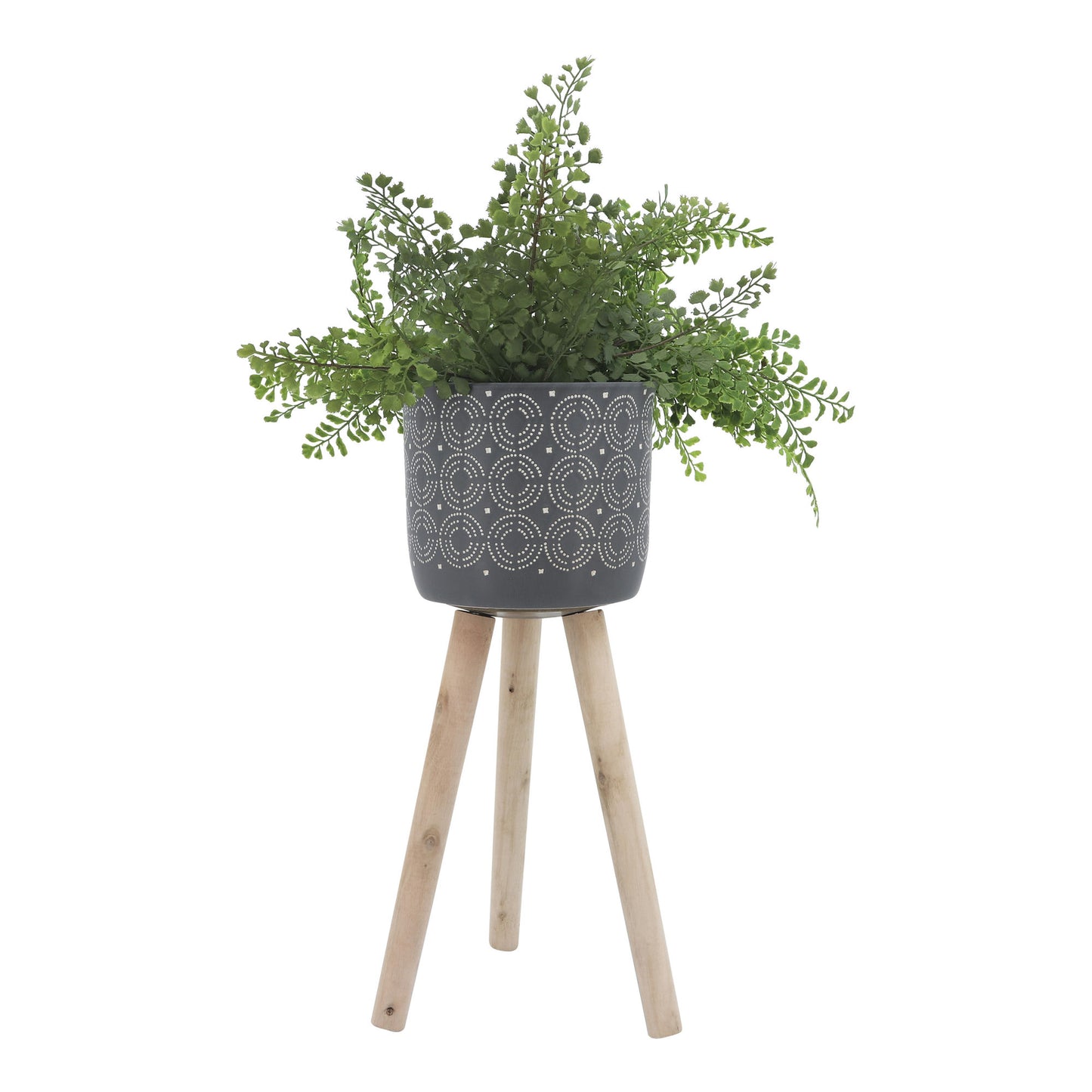 S/2 Ceramic, 8/10" Circles Planter 3 Legs, Gray