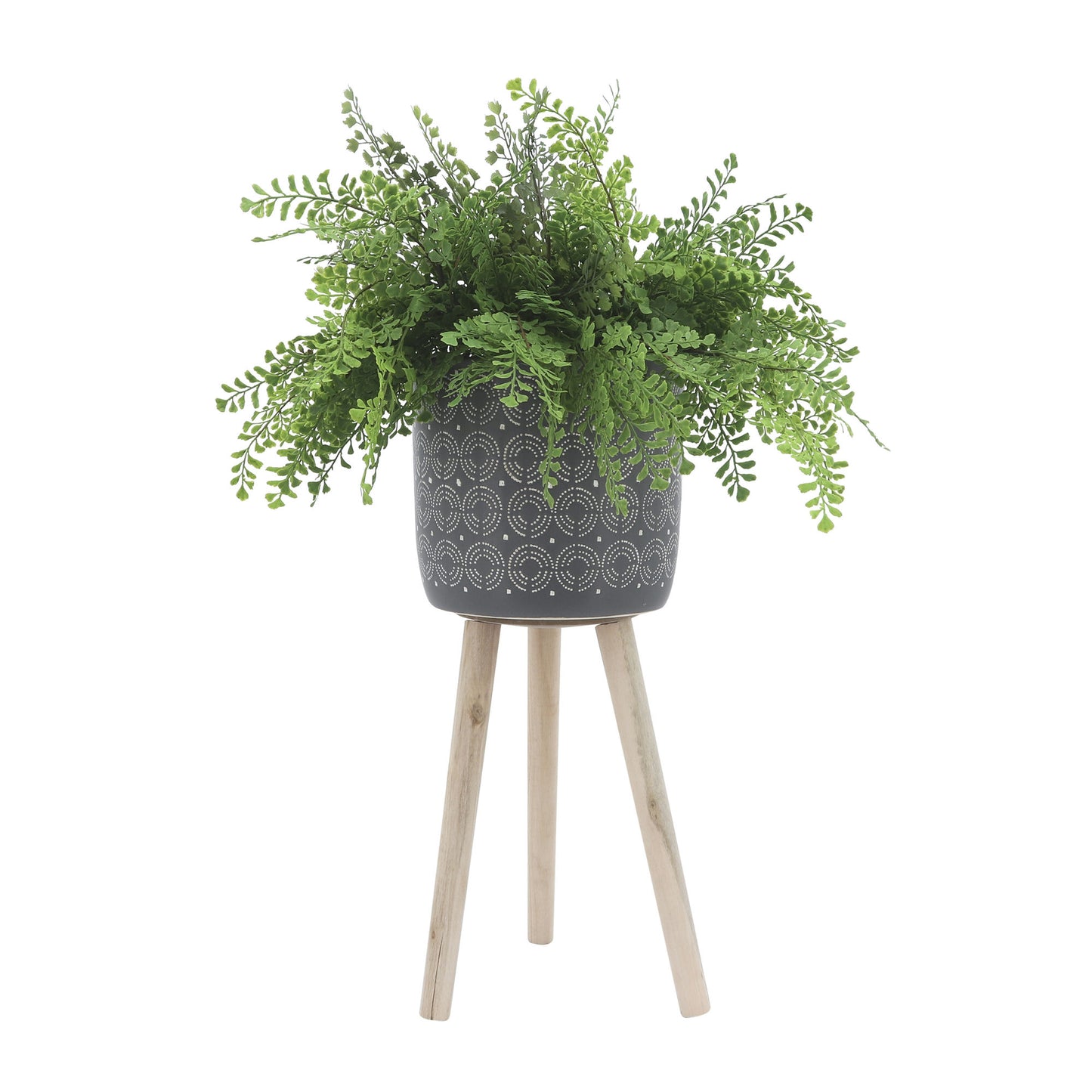 S/2 Ceramic, 8/10" Circles Planter 3 Legs, Gray