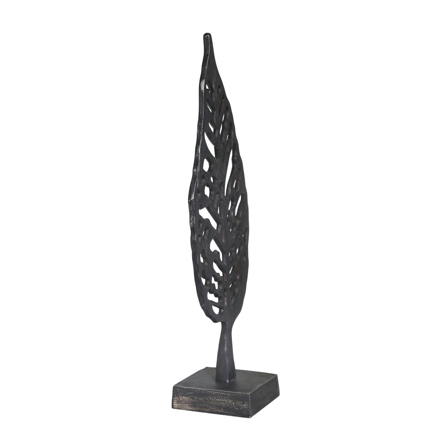 Aluminum Leaf On Stand, 18" Black Antique