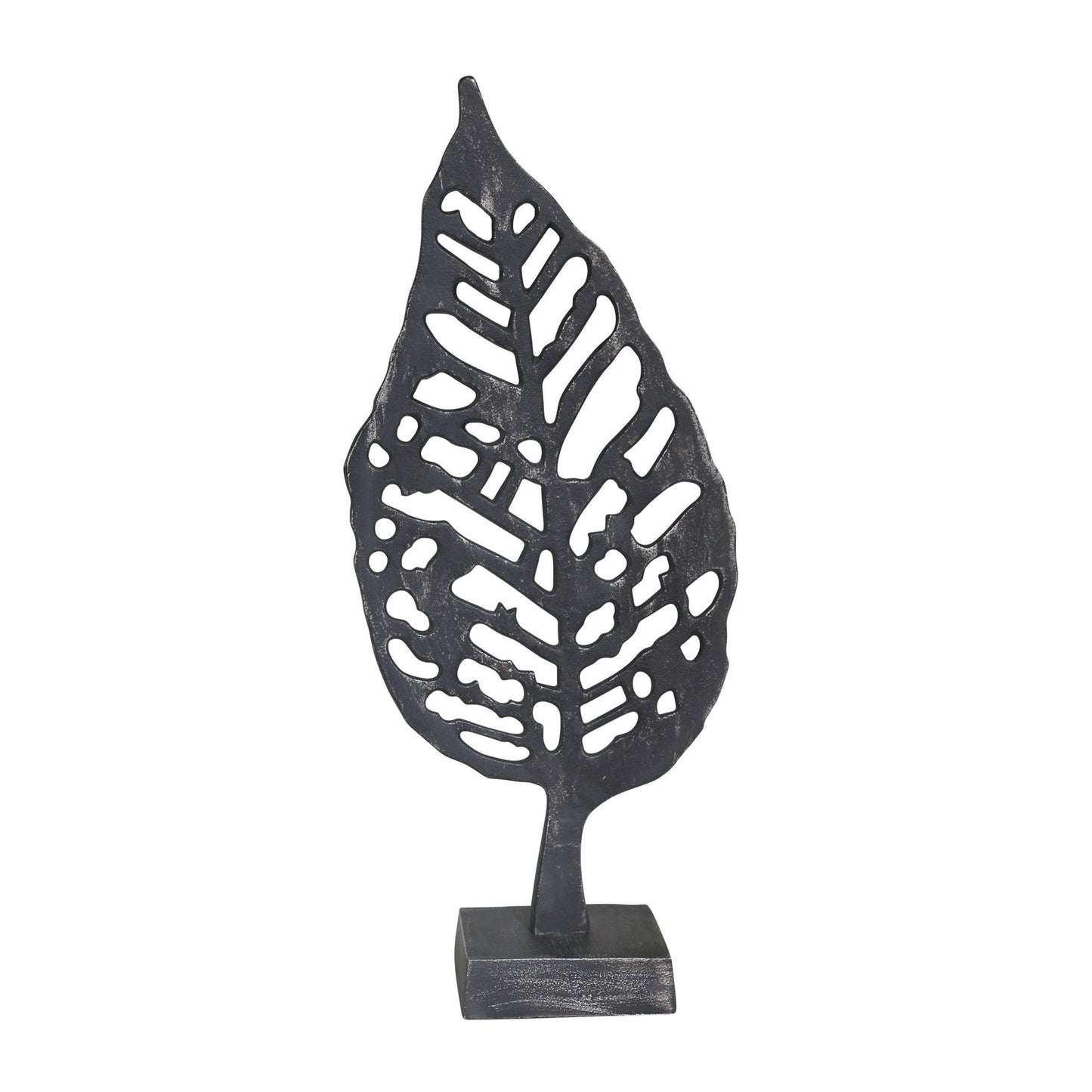 Aluminum Leaf On Stand, 18" Black Antique