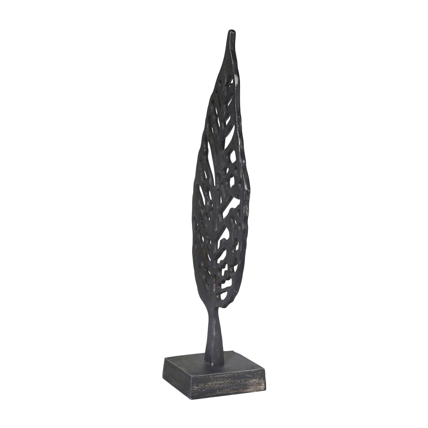 Aluminum Leaf On Stand, 18" Black Antique