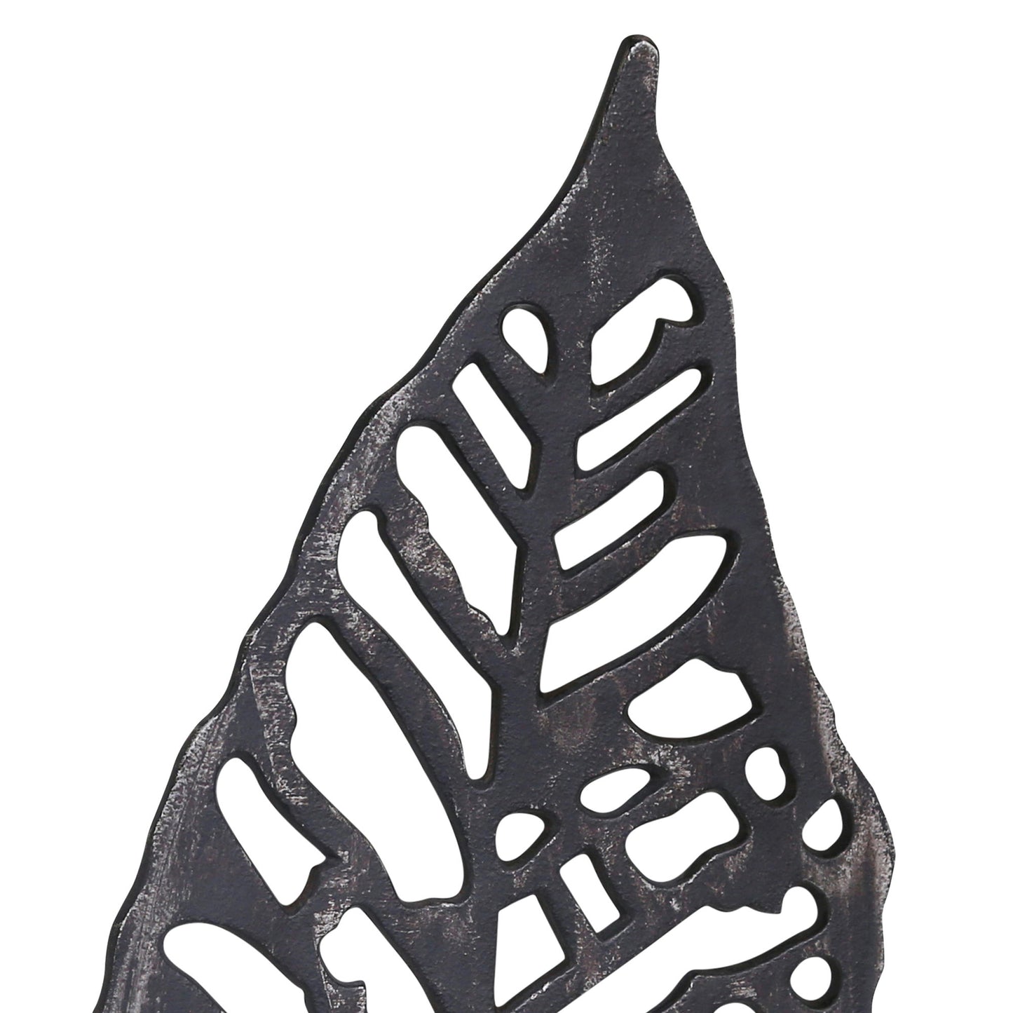 Aluminum Leaf On Stand, 18" Black Antique