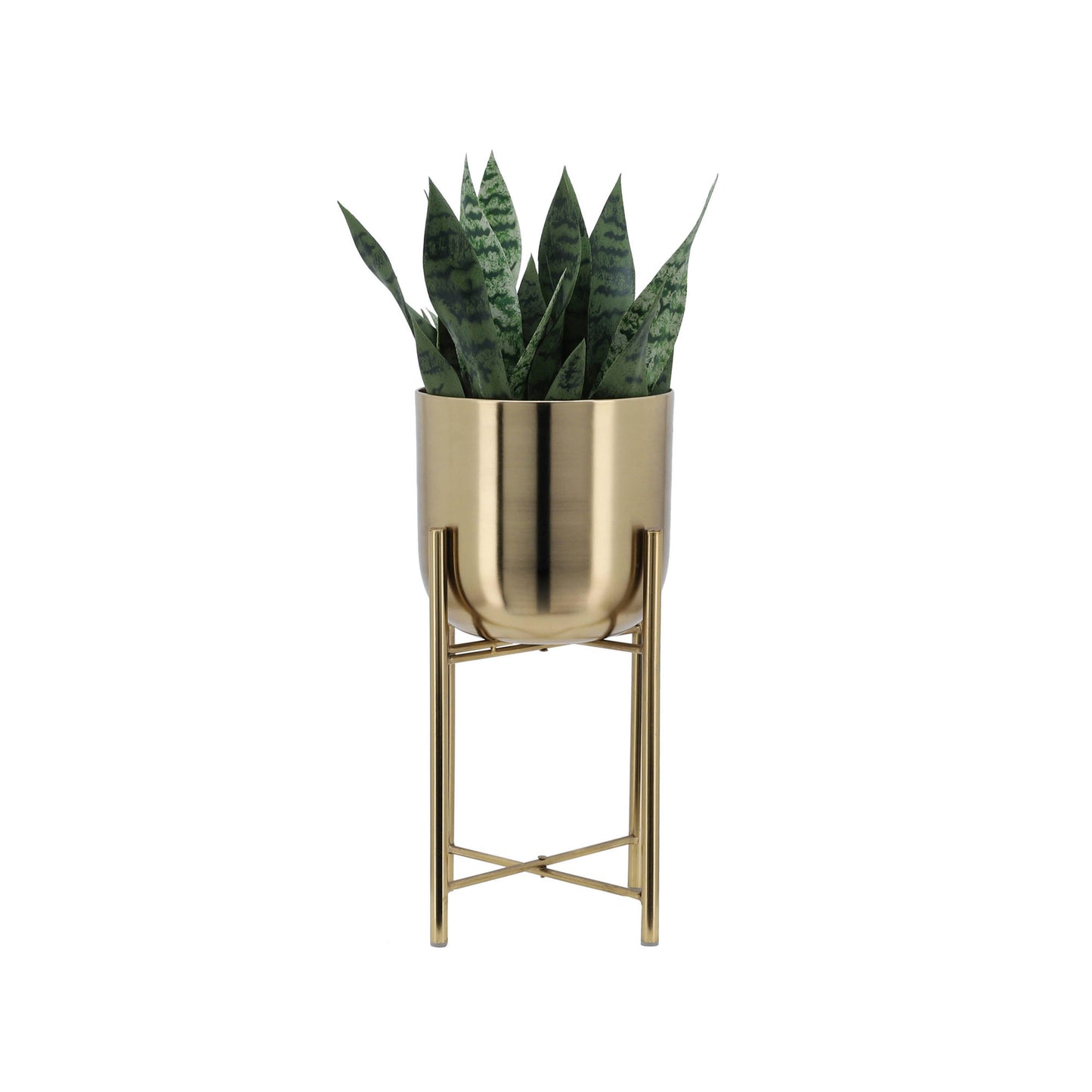 S/3 Metal Planters On Stand 40/30/20"h, Gold