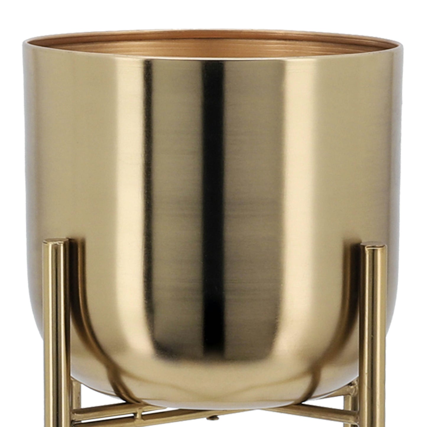 S/3 Metal Planters On Stand 40/30/20"h, Gold