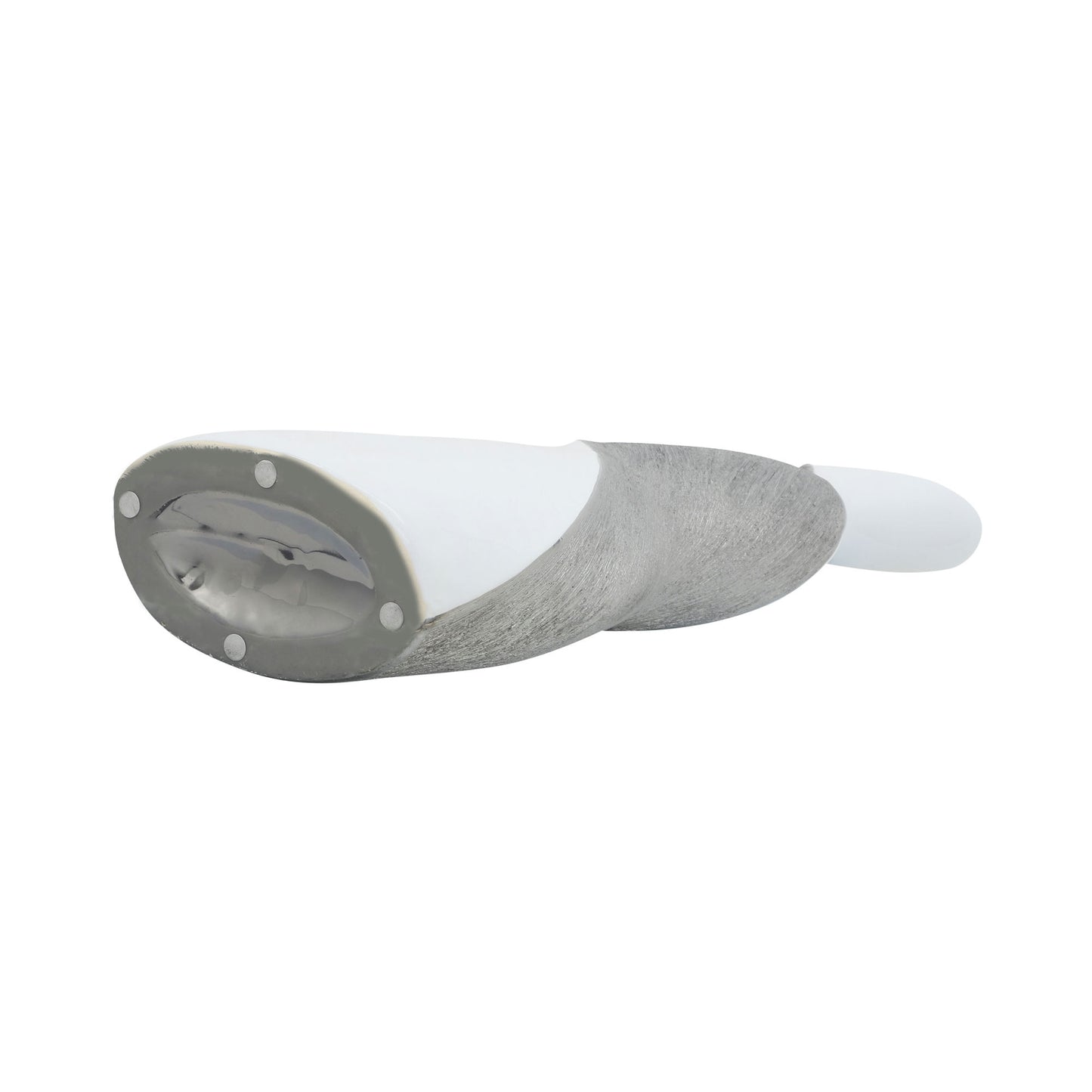 Ceramic 20" Twisted Vase, White/silver