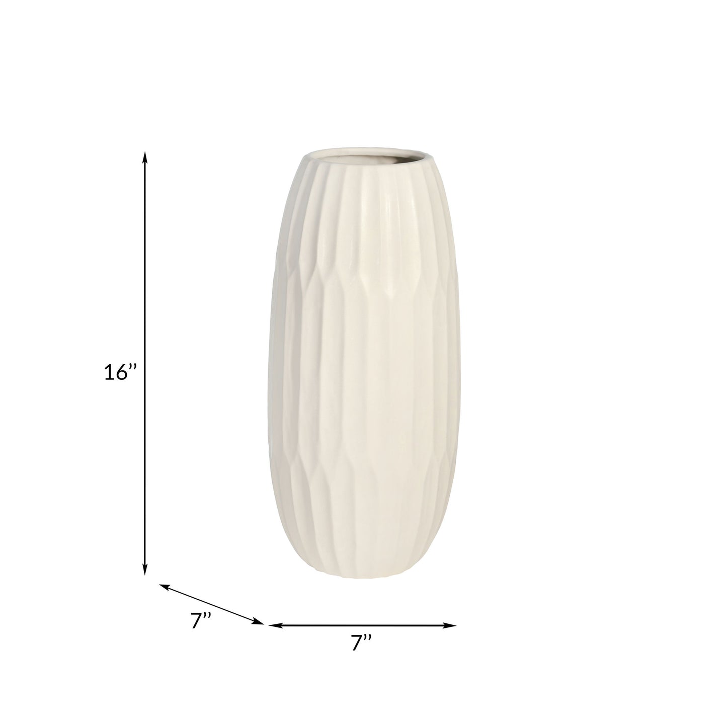 Ceramic 16" Vase , White