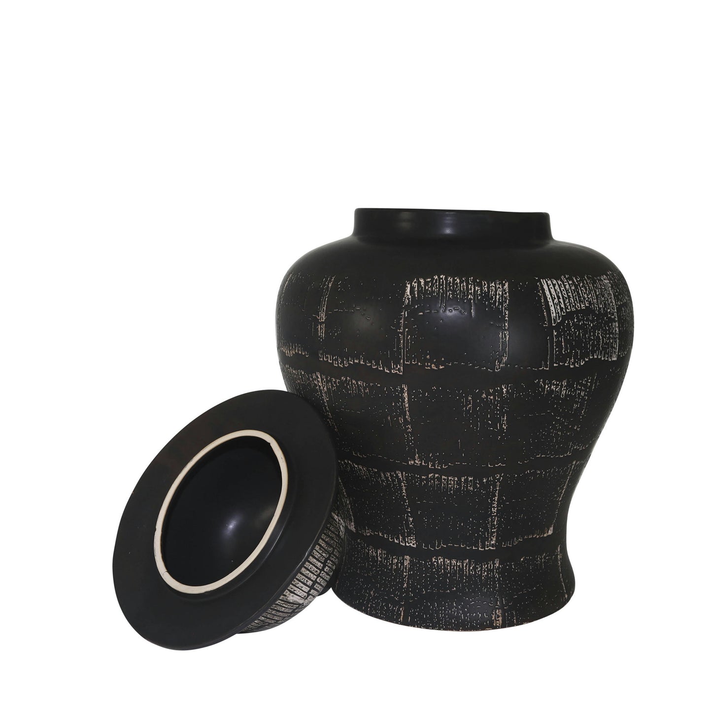 Ceramic 28" Temple Jar, Antique Black