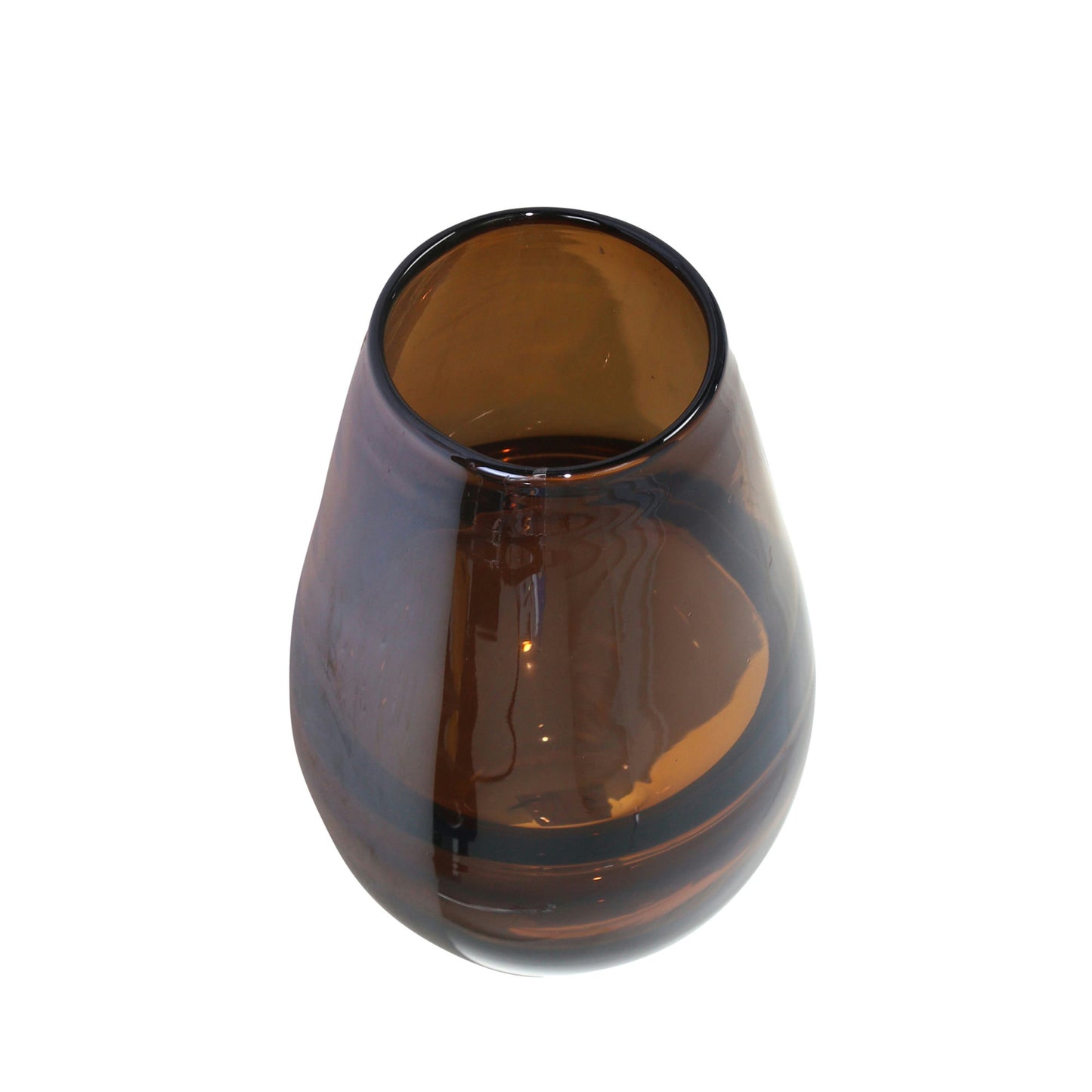 Glass, 9" Handmade Oval Vase,brown