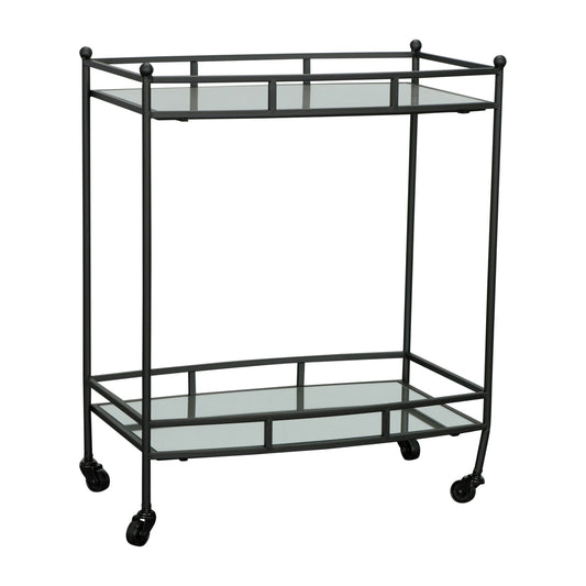 Metal 28" 2 Tier Bar Cart, Black