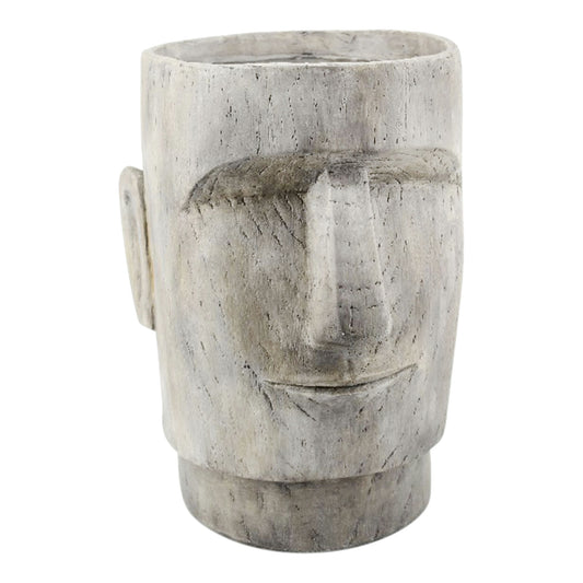 Resin 19"h Face Planter, Grey