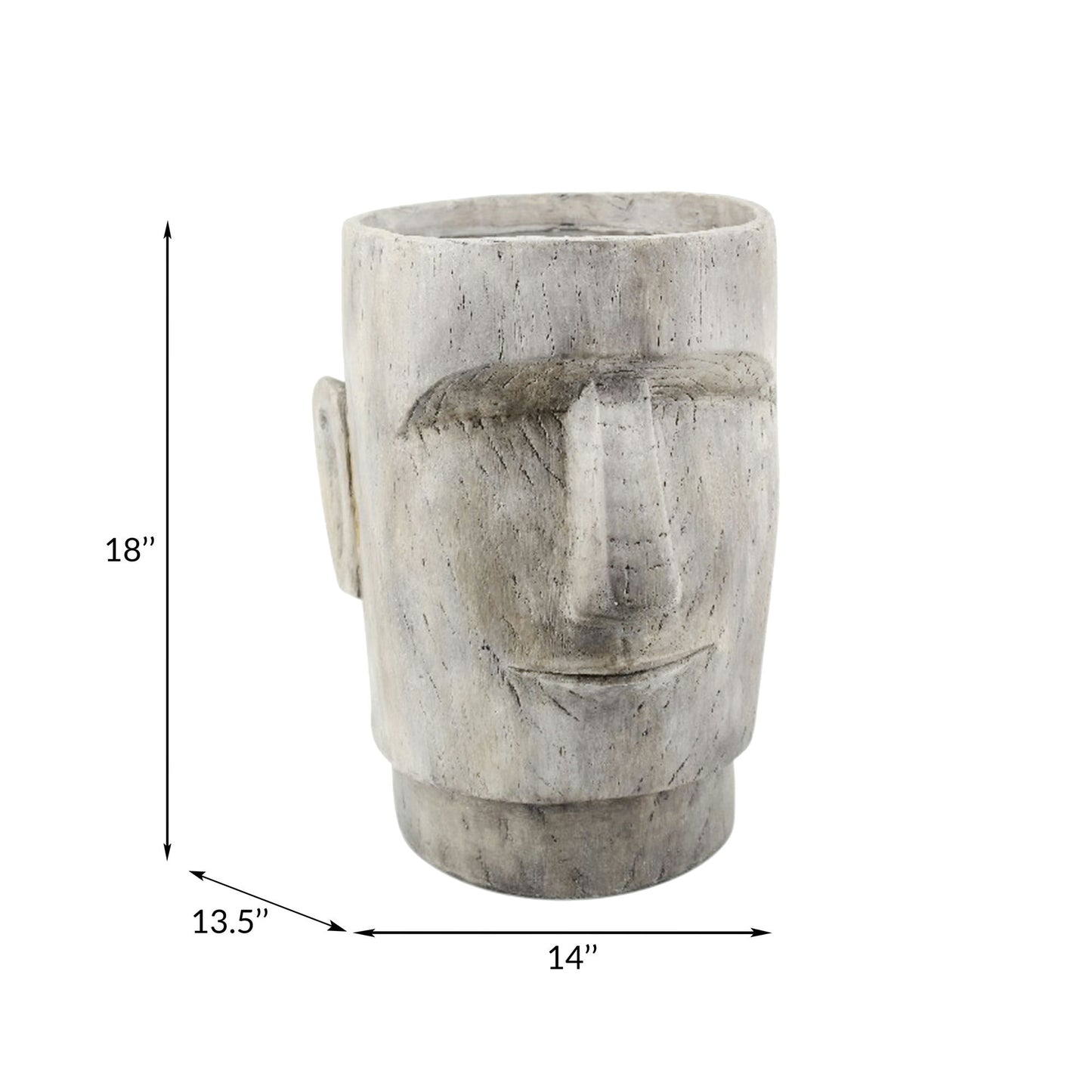 Resin 19"h Face Planter, Grey