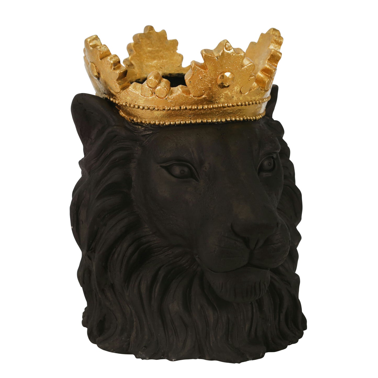 Resin 16" Lion W/crown, Black