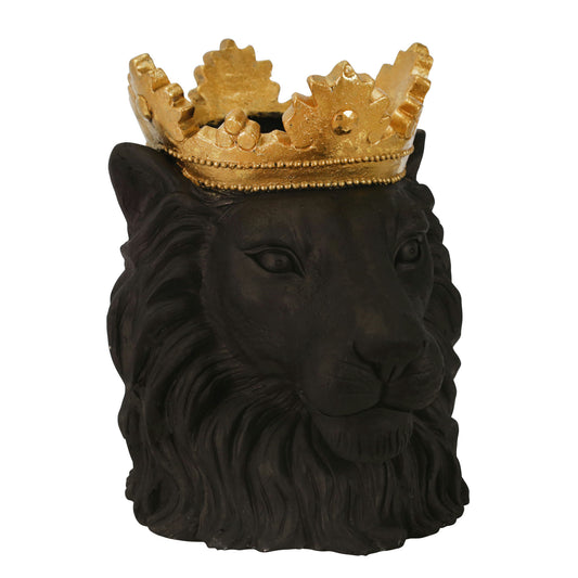 Resin 16" Lion W/crown, Black