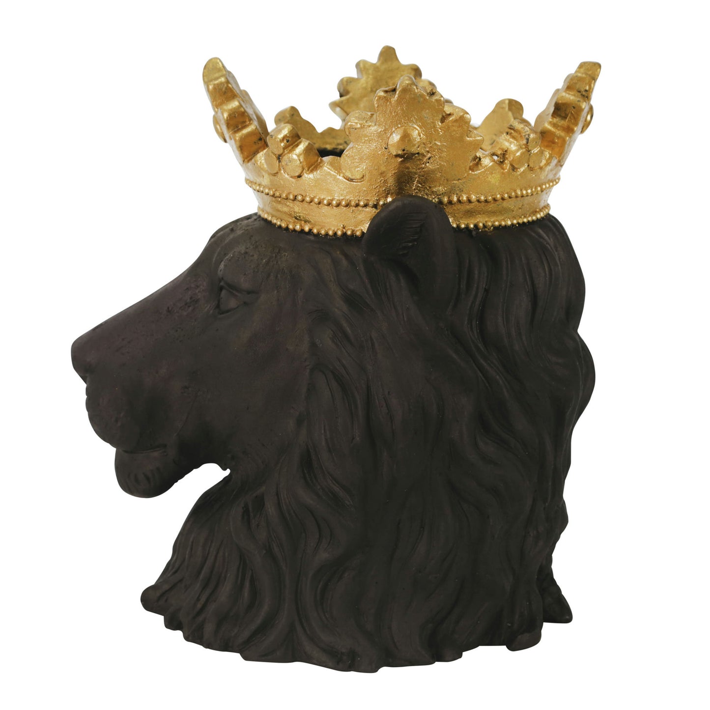 Resin 16" Lion W/crown, Black