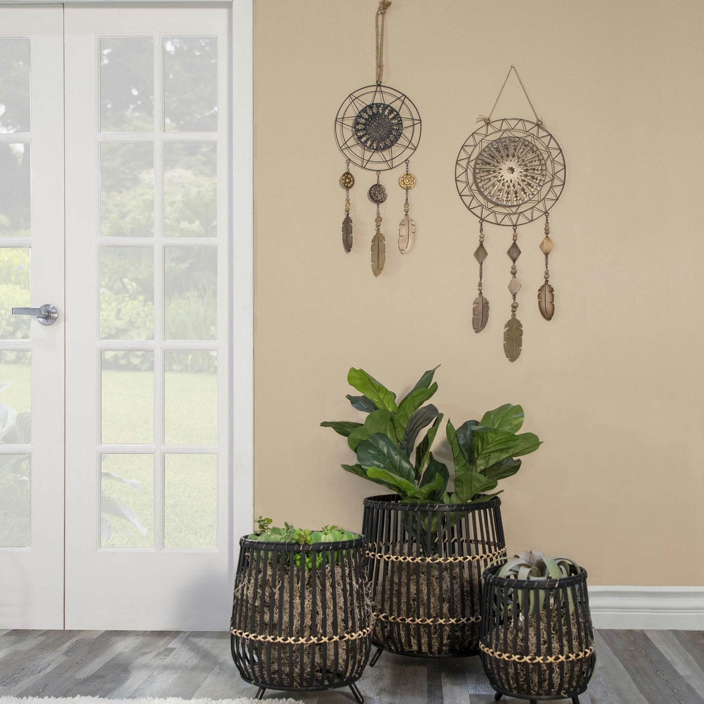 Metal 24" Dream Catcher Feather Tassel, Brown