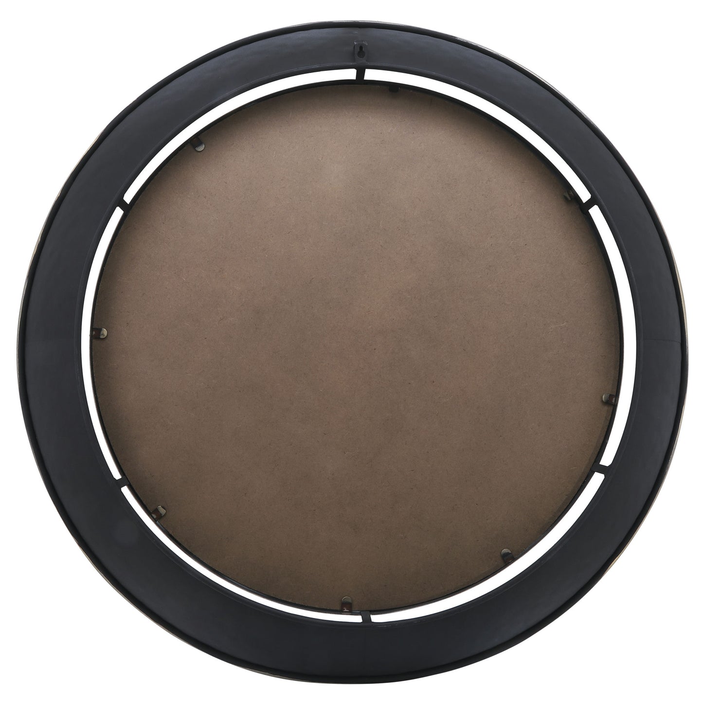 Metal 35" Round Mirror W/ Goldrim, Black