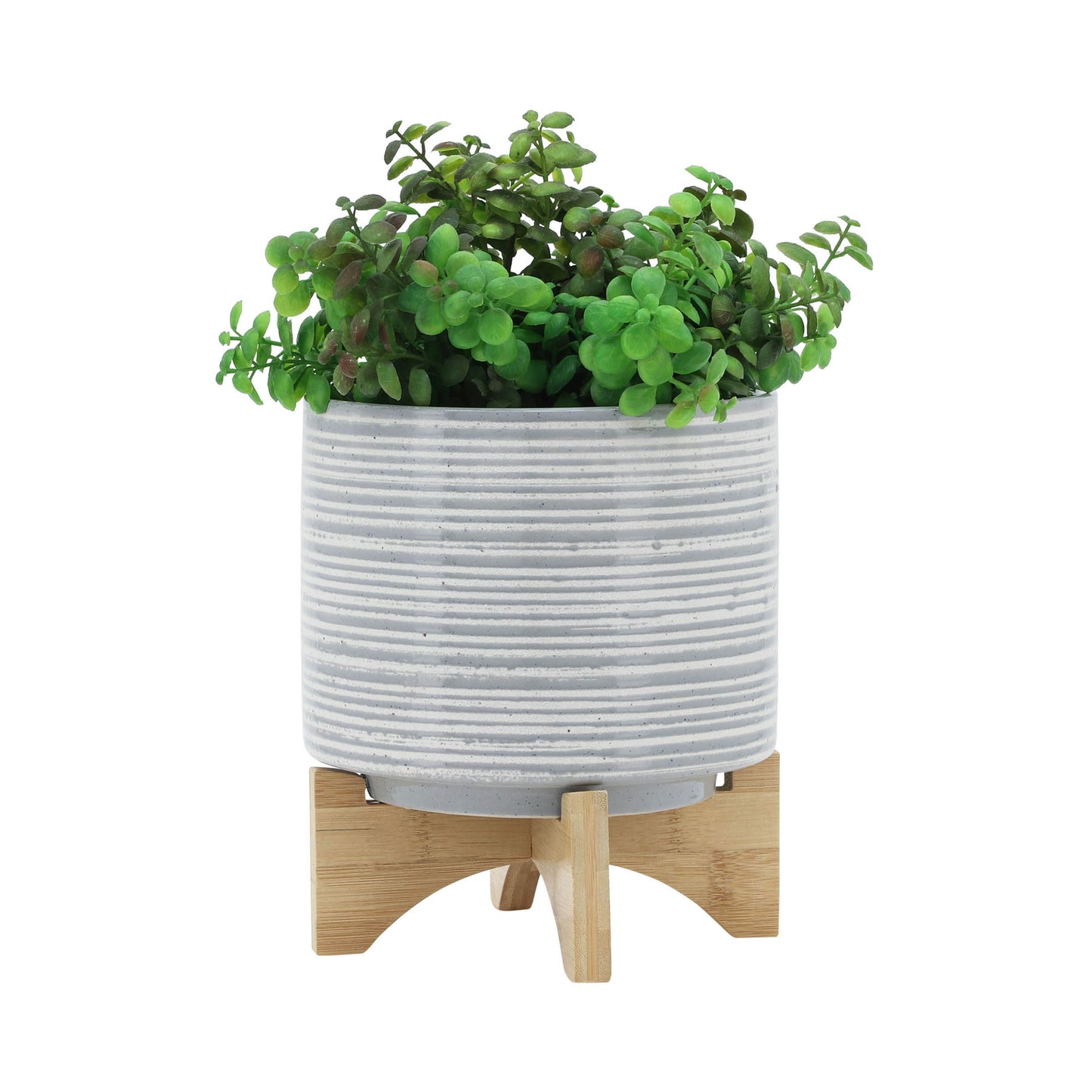 Ceramic 8" Planter On Stand, Gray