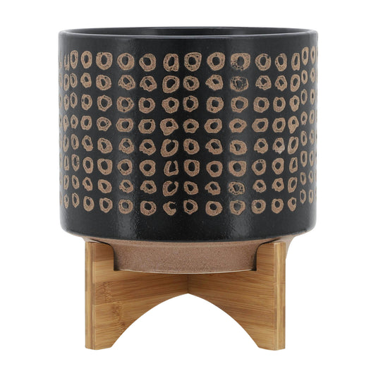 Ceramic 10" Planter On Stand, Brown