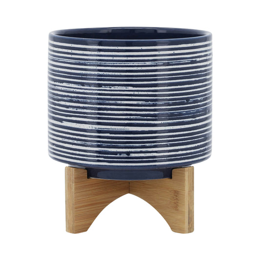 Ceramic 8" Planter On Stand, Blue