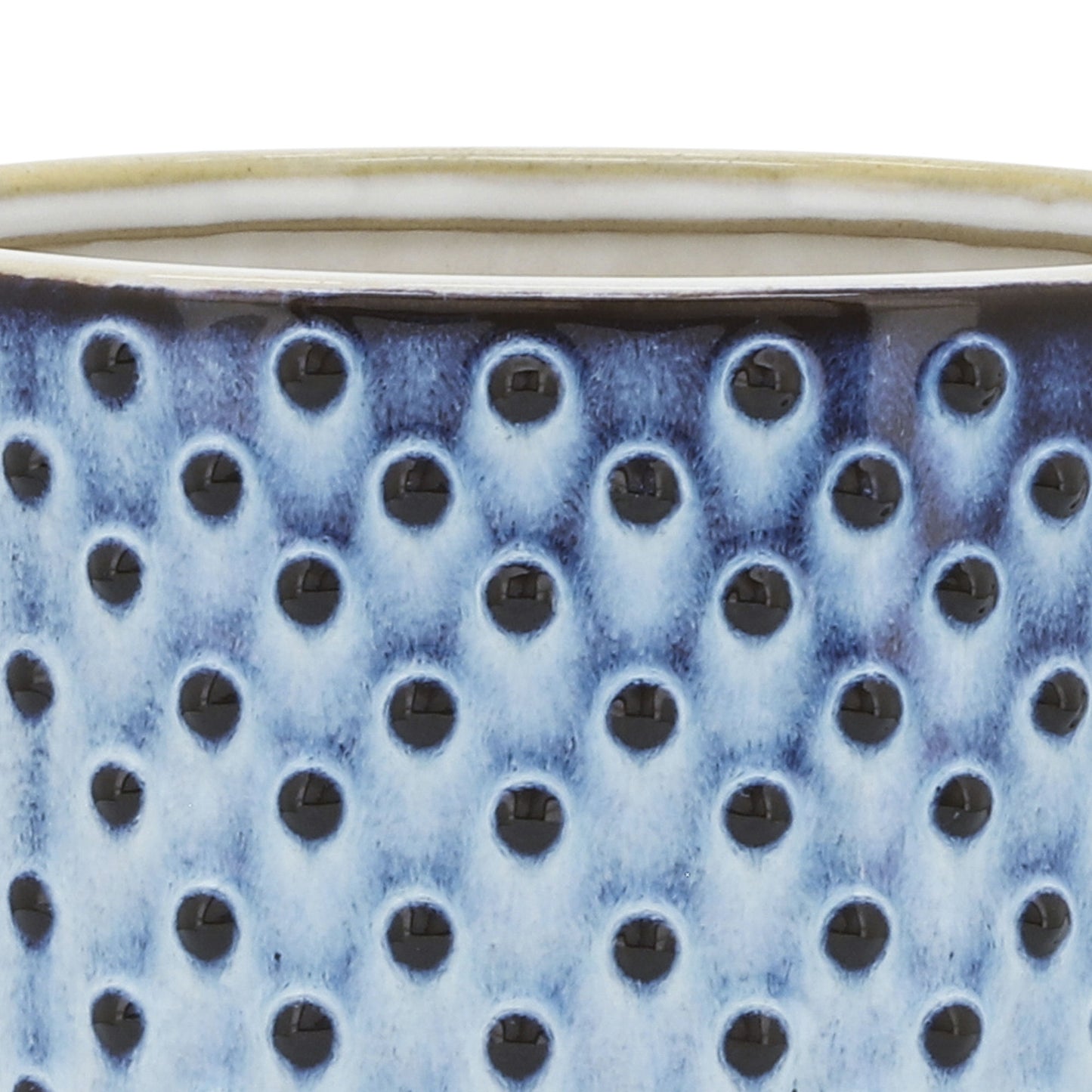 Ceramic 6" Dotted Planter W/ Saucer, Blue