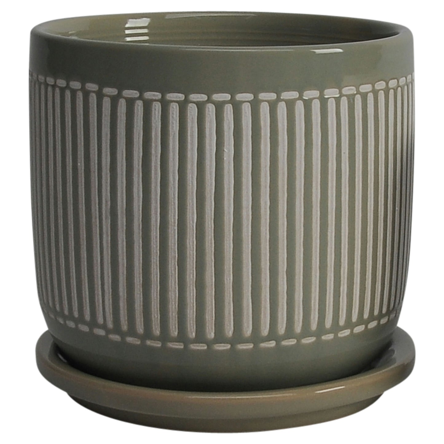 Cer, S/2 5/6" Planter W/ Saucer, Gray