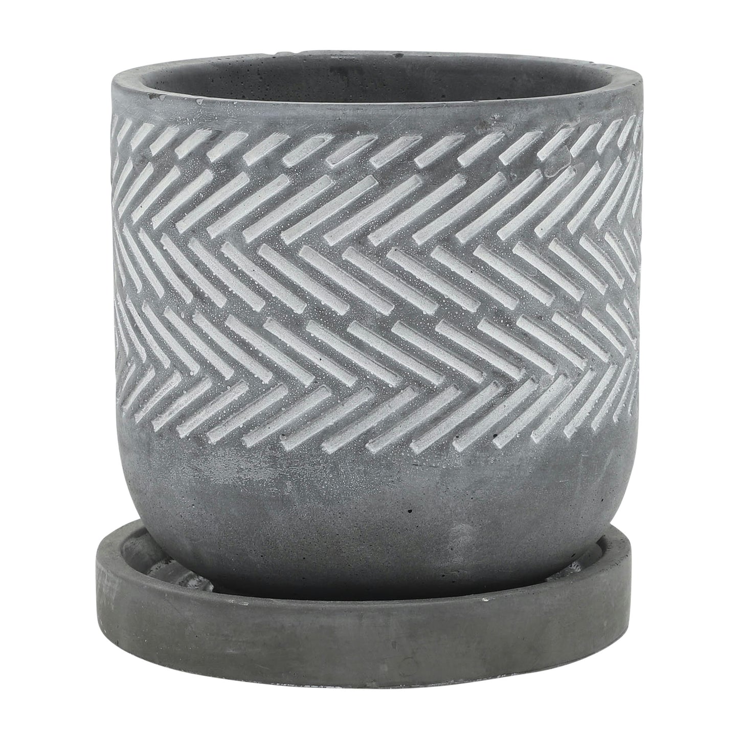 Cem, 6" Tribal Planter W/ Saucer, Gray