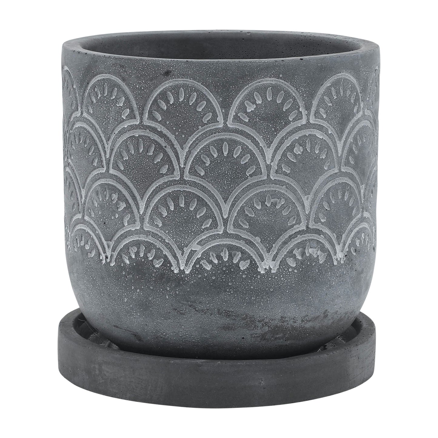 Cem, 6" Fan Planter W/ Saucer, Gray