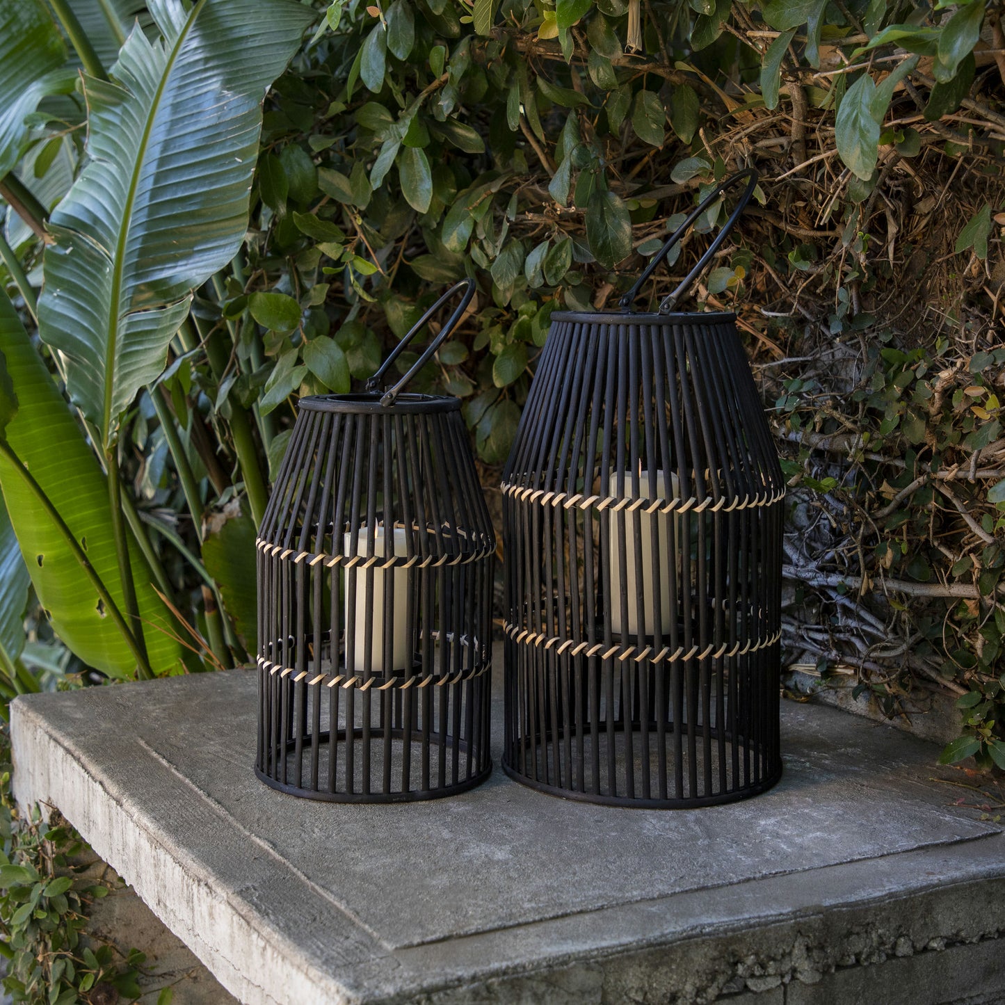 Bamboo 17" Lantern, Black