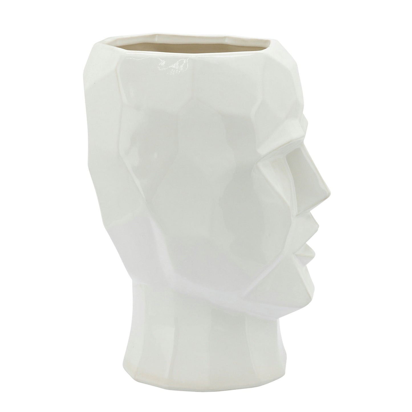 Ceramic, 12" Face Vase, White