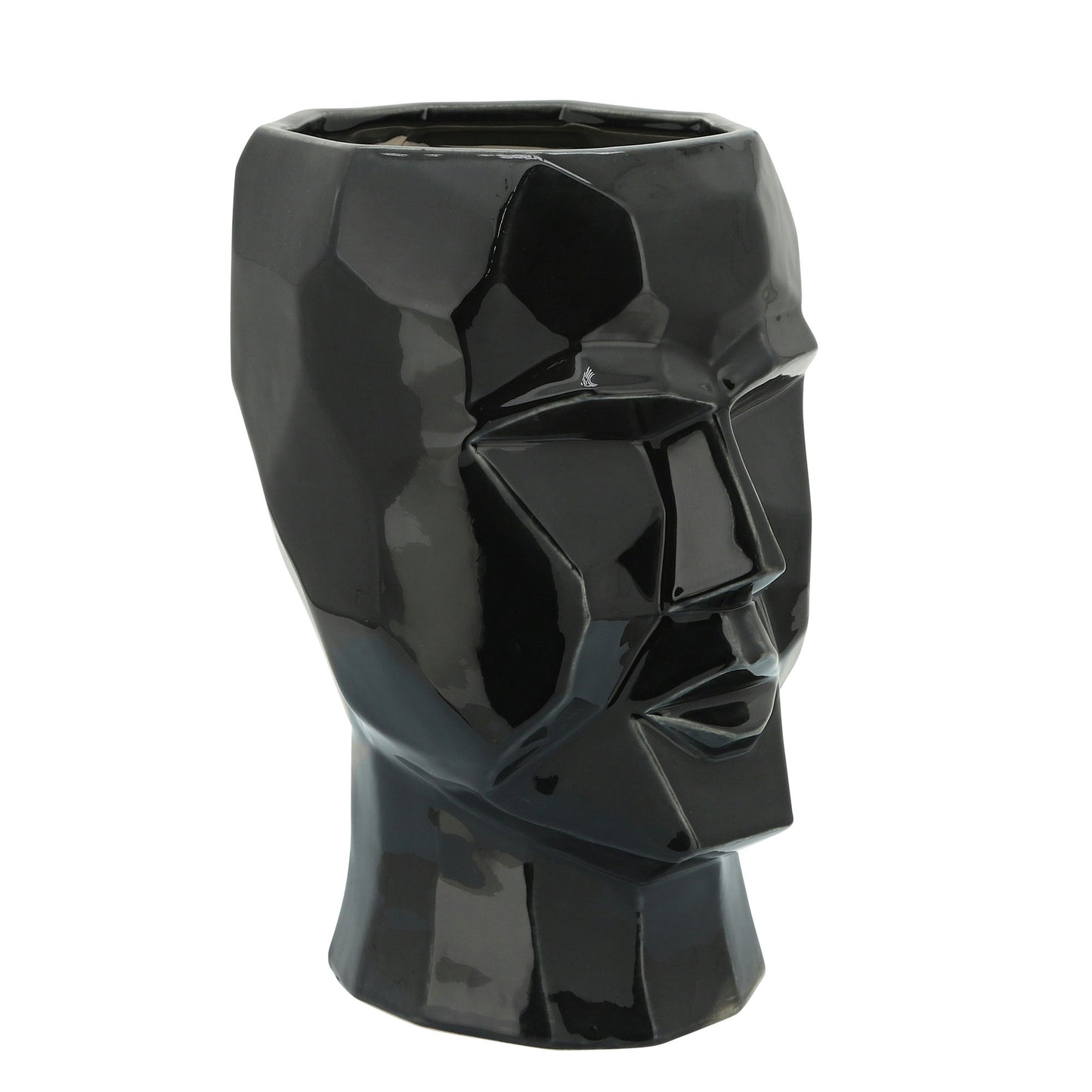 Ceramic, 12" Face Vase, Black