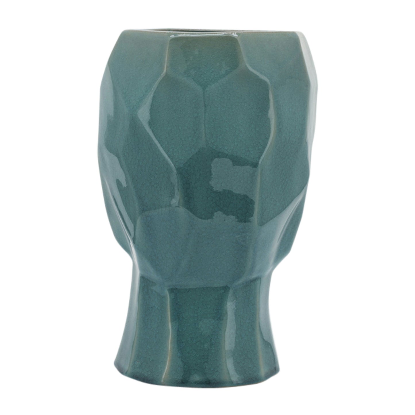 Cer, 12" Face Vase, Turquiose