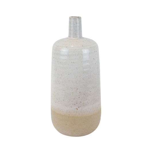 Ceramic 13", Speckled Vase, Beige