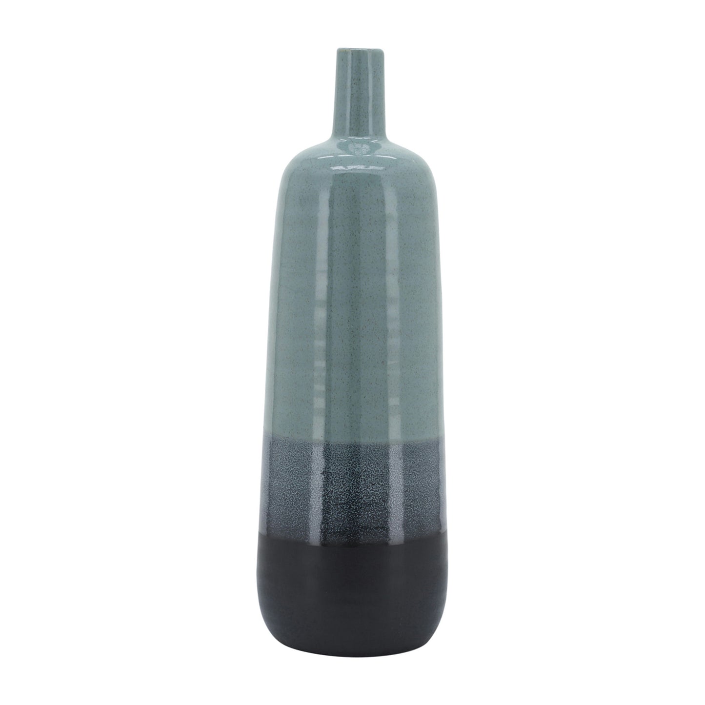 Ceramic 17", Tri-colored Speckled Vase, Aqua Grn