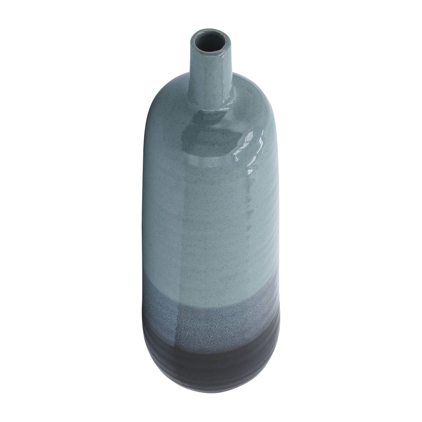 Ceramic 17", Tri-colored Speckled Vase, Aqua Grn