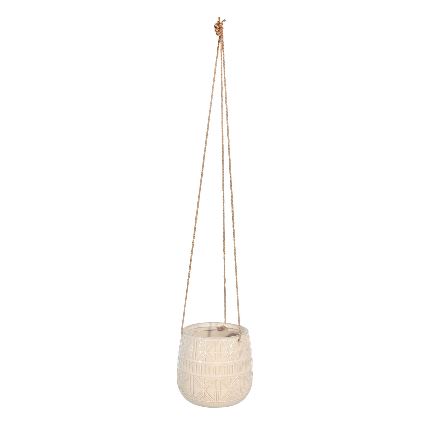 Ceramic 6" Abstract Hanging Planter, Beige