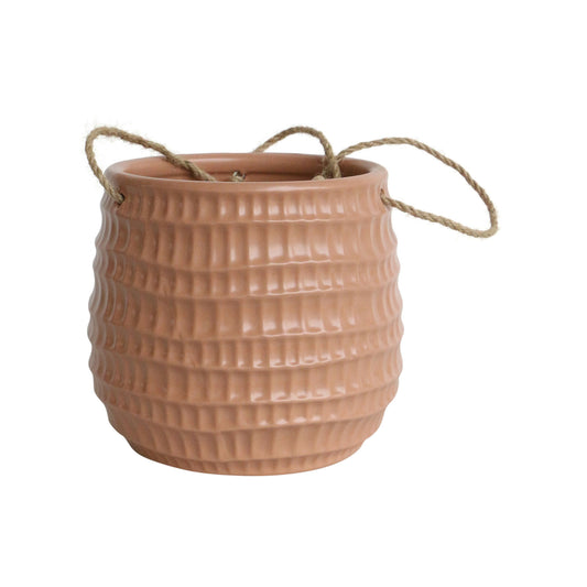 Cer, 6" Dimpled Hanging Planter, D.rose