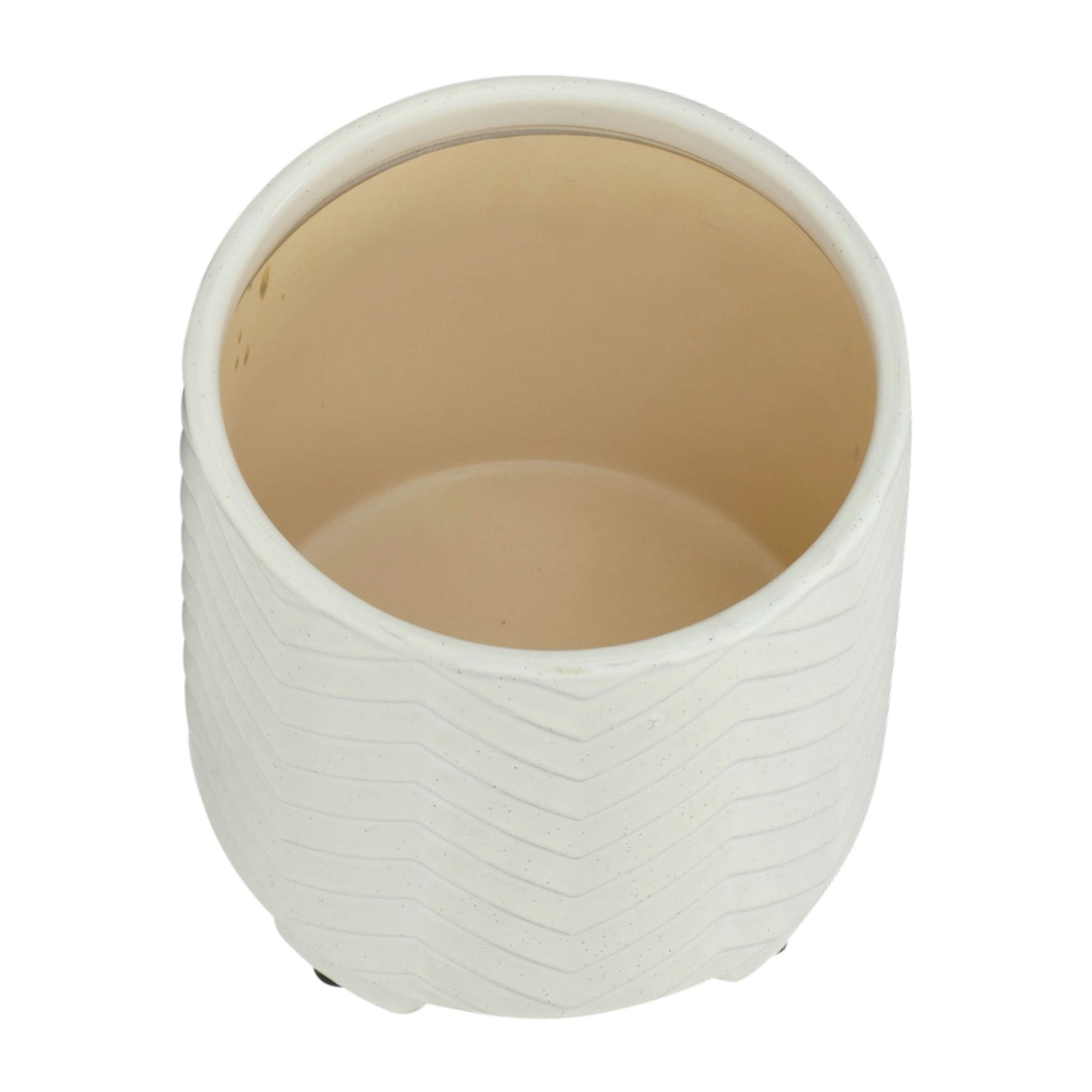 S/2 Ceramic 8/10" Chevron Footed Planter, White