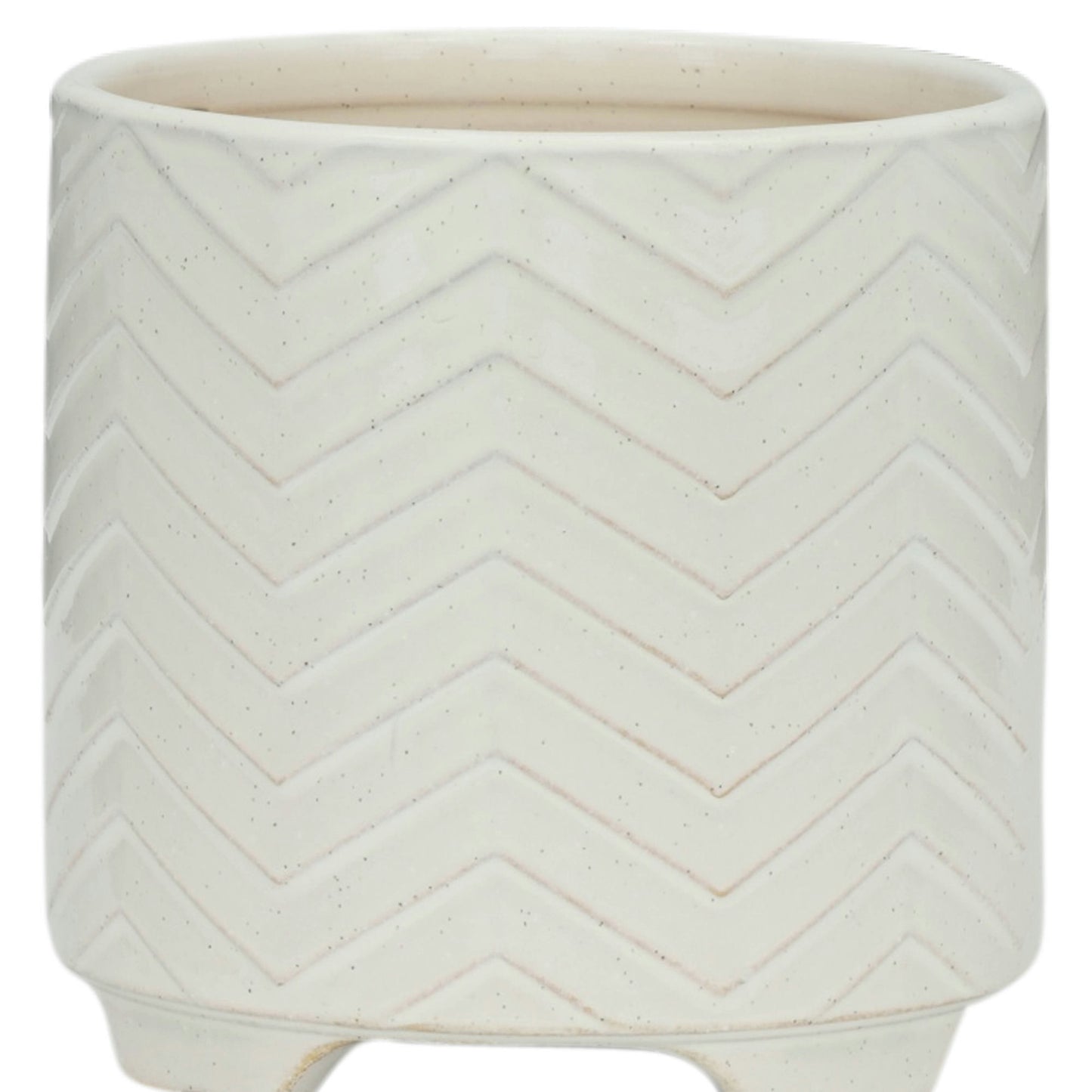 S/2 Ceramic 8/10" Chevron Footed Planter, White