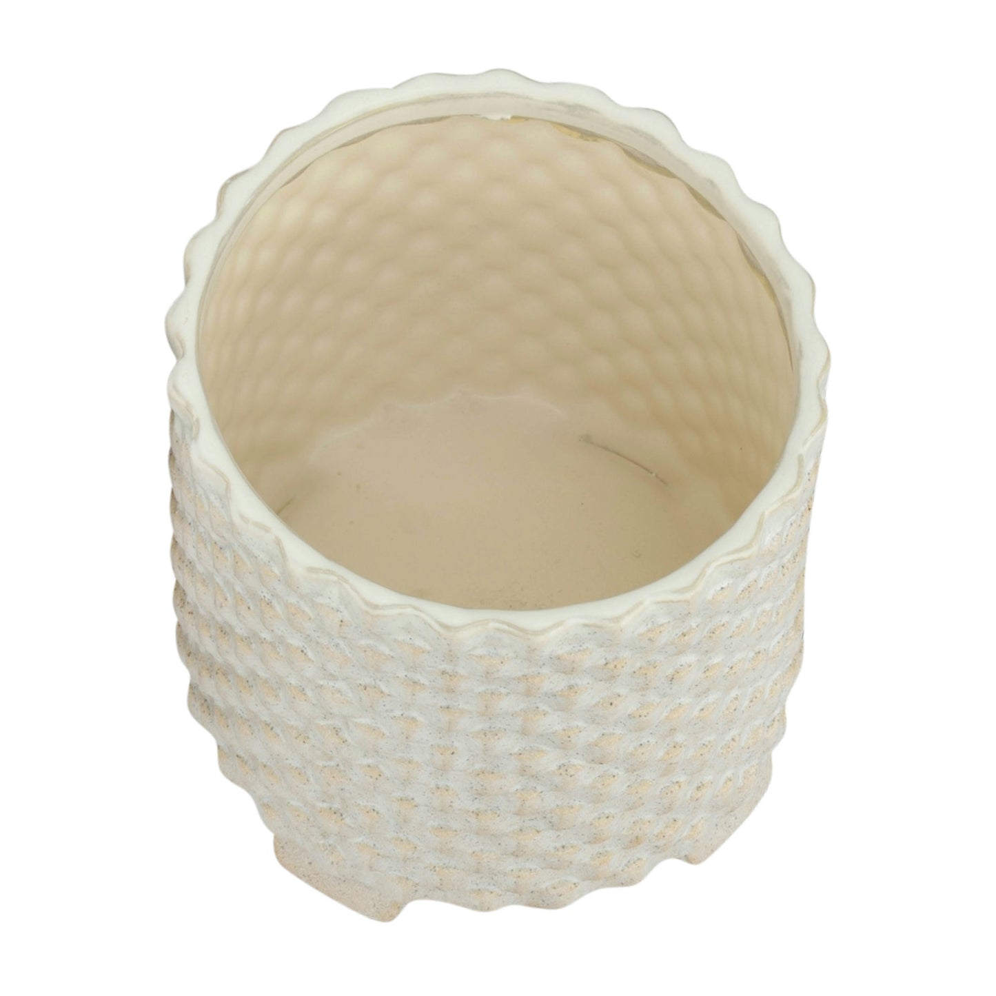 S/2 Ceramic 8/10" Textured Footed Planter, White